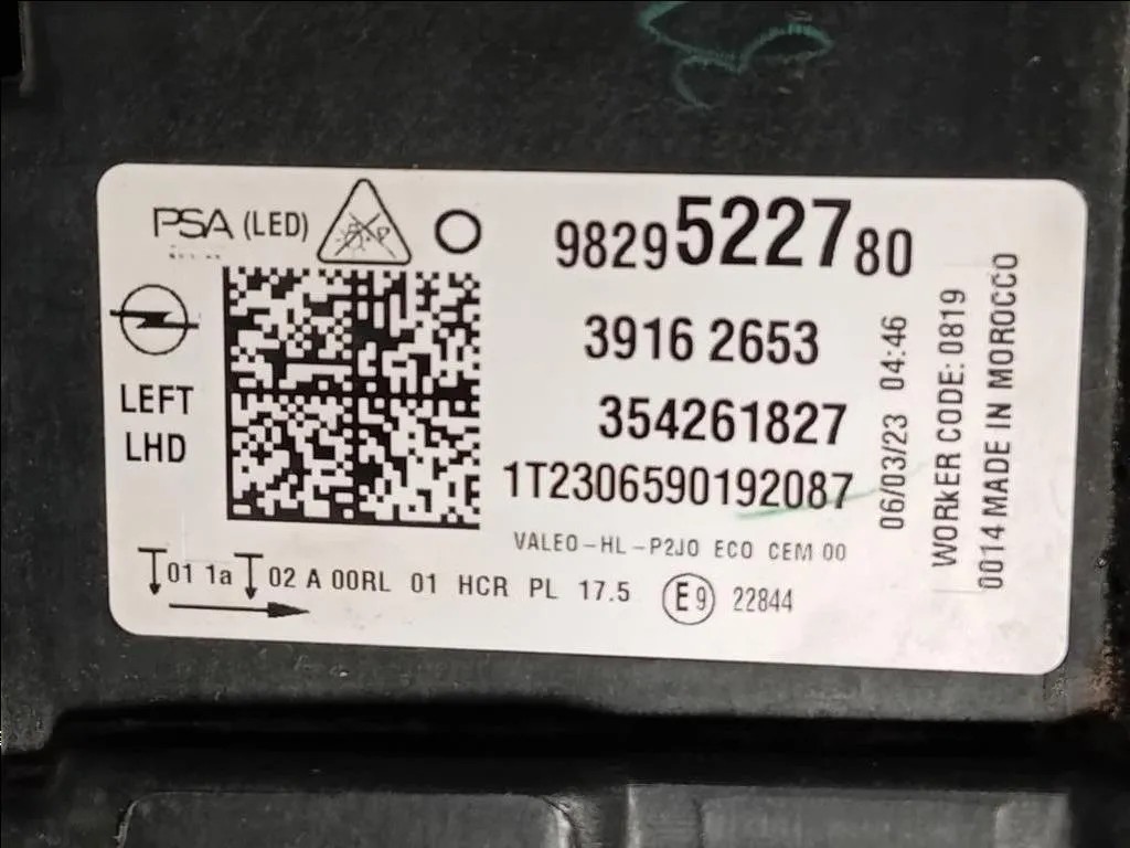 Proiettore ANT SX 9829522780 STAFFA ROTTA Opel Corsa F 2019