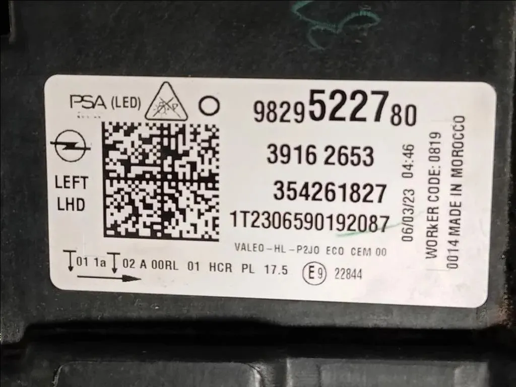 Proiettore ANT SX 9829522780 STAFFA ROTTA Opel Corsa F 2019