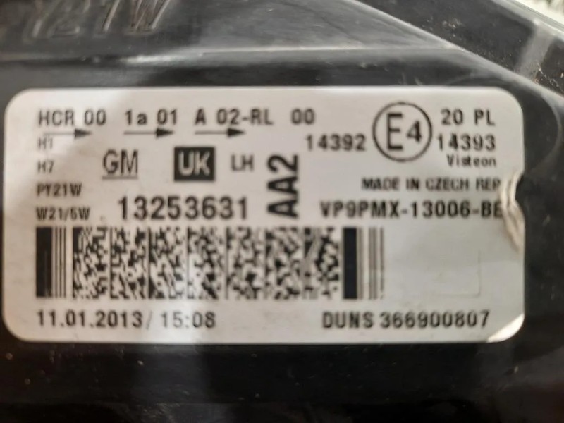 Proiettore ANT SX 13253631 Opel Meriva B 2014