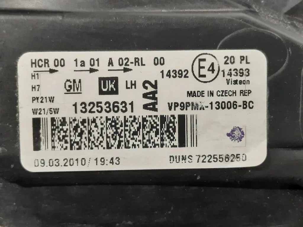 Proiettore ANT SX 13253631 Opel Meriva B 2014