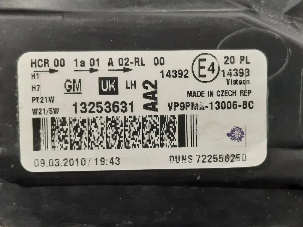 Proiettore ANT SX 13253631 Opel Meriva B 2014