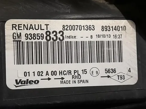 Proiettore ANT SX 93859833 Opel Vivaro A 2007