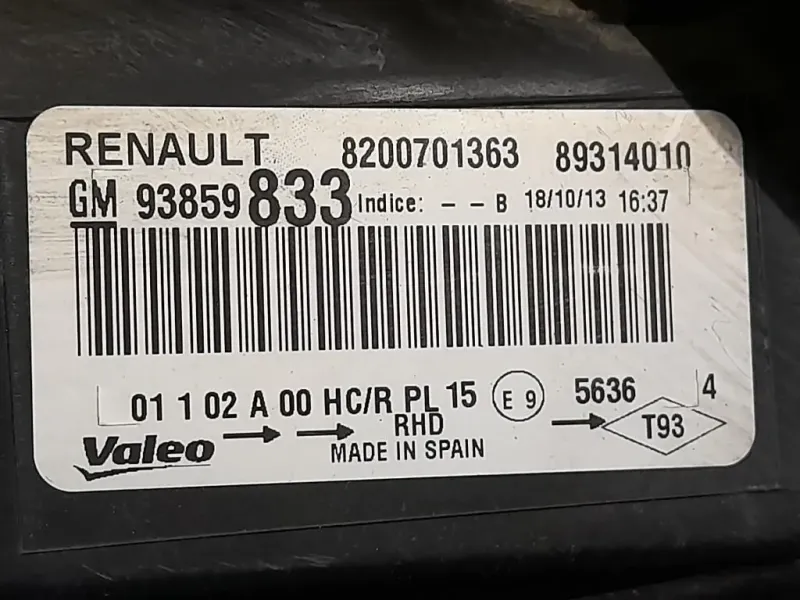 Proiettore ANT SX 93859833 Opel Vivaro A 2007