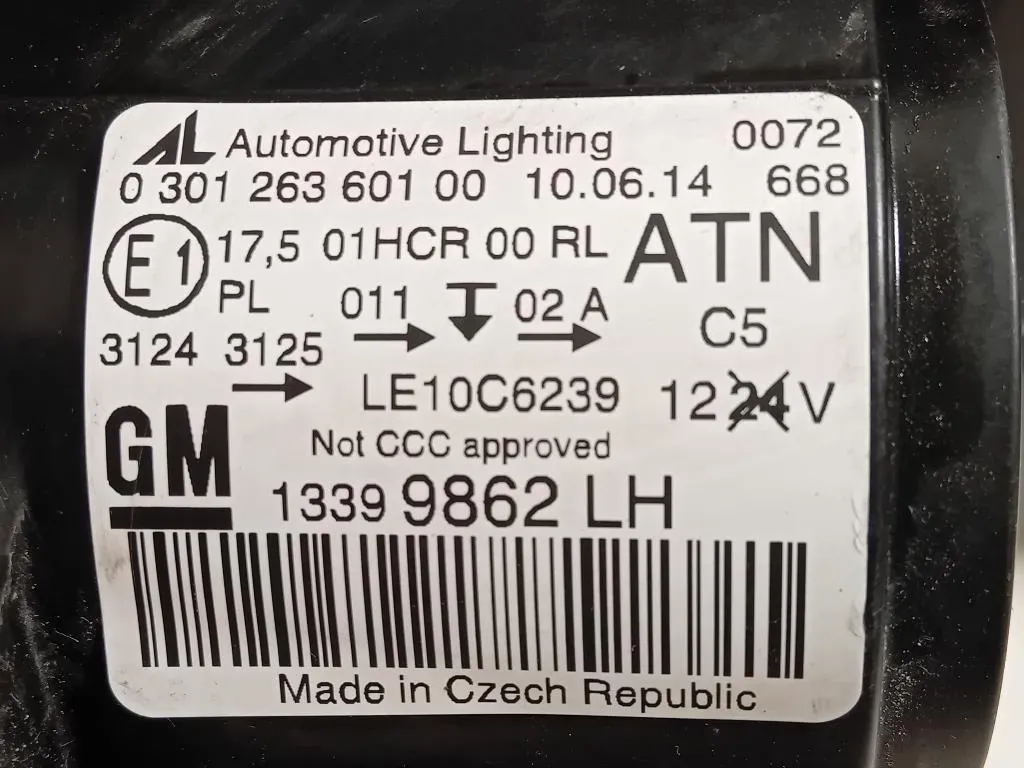 Proiettore ANT SX 13399862 Opel Zafira C 2012