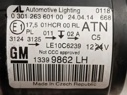 Proiettore ANT SX 13399862 Opel Zafira C 2012