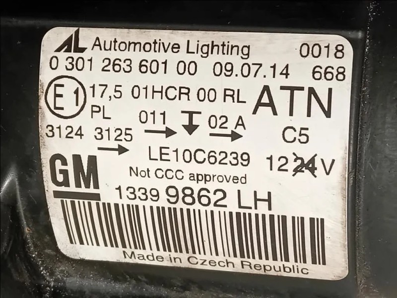 Proiettore ANT SX 13399862 Opel Zafira C 2012