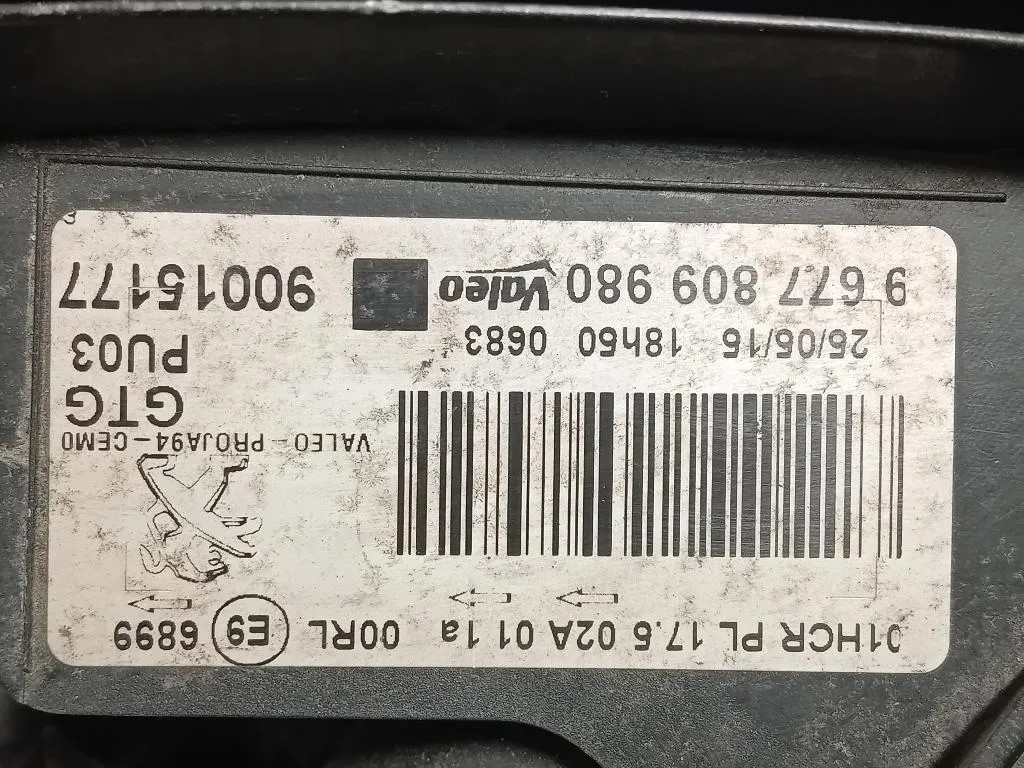 Proiettore ANT SX 90015177 Peugeot 2008 I 2016