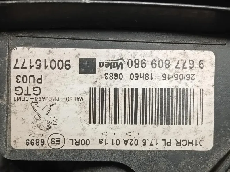 Proiettore ANT SX 90015177 Peugeot 2008 I 2016