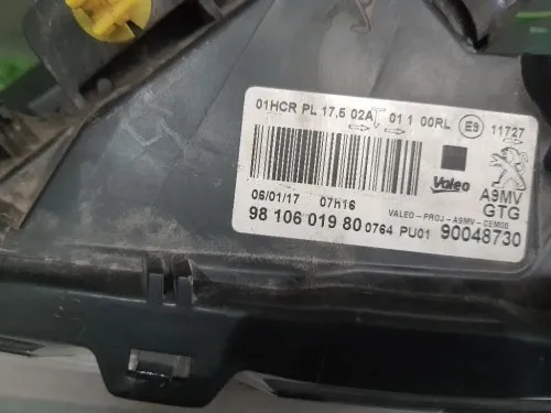 Proiettore ANT SX 9810601980 Peugeot 208 I 2015