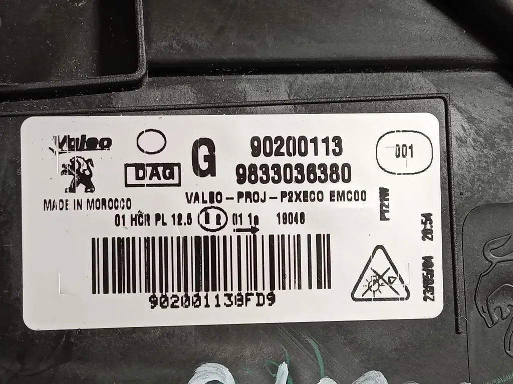 Proiettore ANT SX 9833036380 Peugeot 208 II 2019