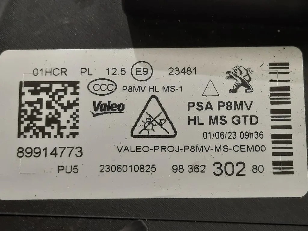 Proiettore ANT SX 98 362 302 80 Peugeot 3008 II 2016