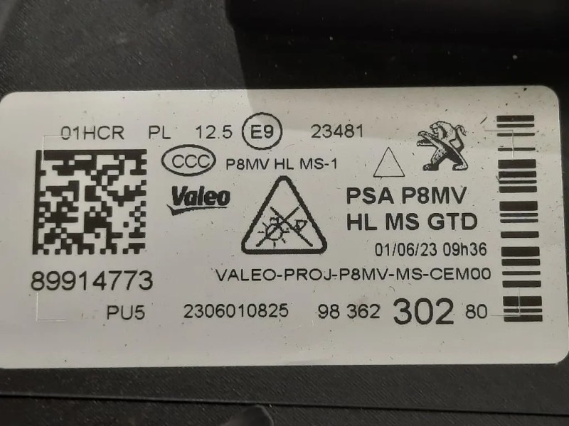 Proiettore ANT SX 98 362 302 80 Peugeot 3008 II 2016