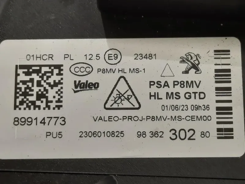 Proiettore ANT SX 98 362 302 80 Peugeot 3008 II 2016