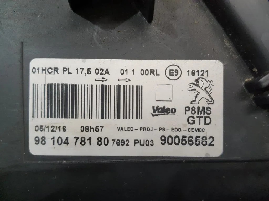 Proiettore ANT SX 9810478180 Peugeot 5008 II 2017