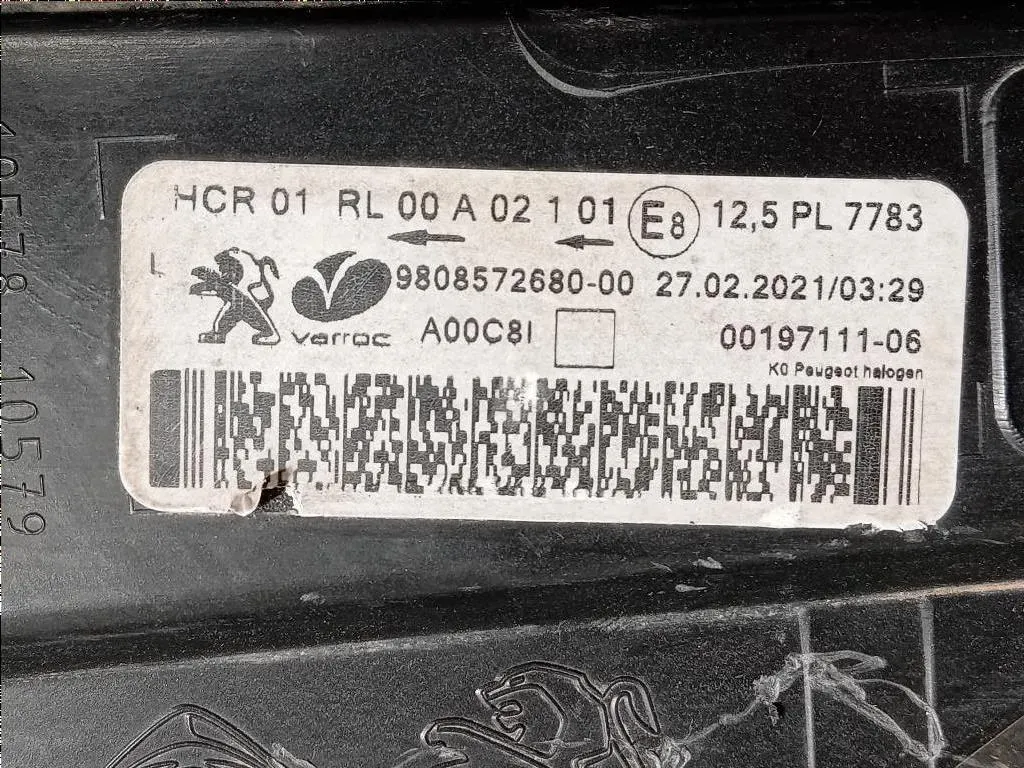 Proiettore ANT SX 9808572680 Peugeot Expert III 2016