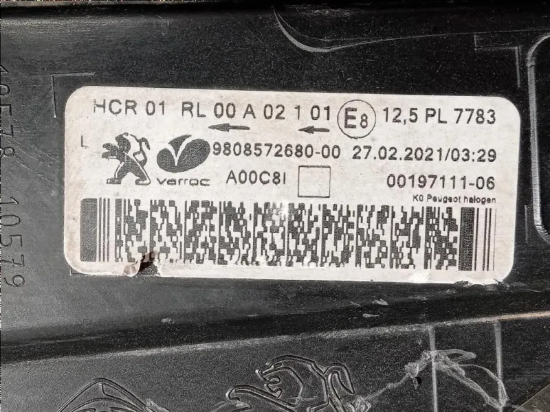 Proiettore ANT SX 9808572680 Peugeot Expert III 2016