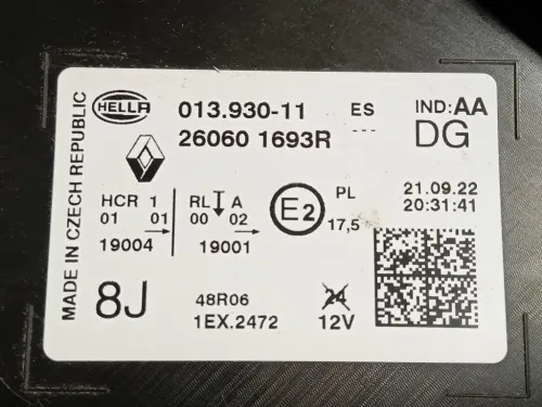 Proiettore ANT SX 260601693R DANNEGGIATO Renault Captur I 2017