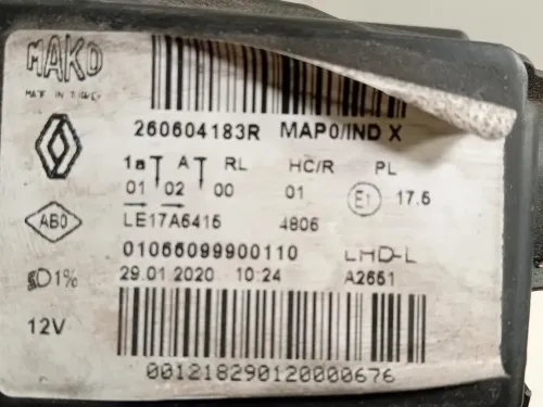 Proiettore ANT SX 260604183R Renault CLIO IV 2013