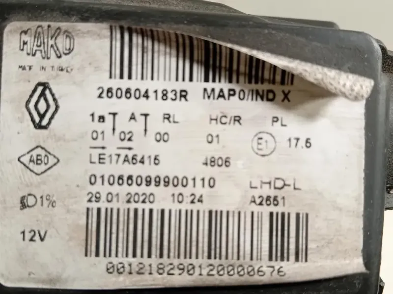 Proiettore ANT SX 260604183R Renault CLIO IV 2013