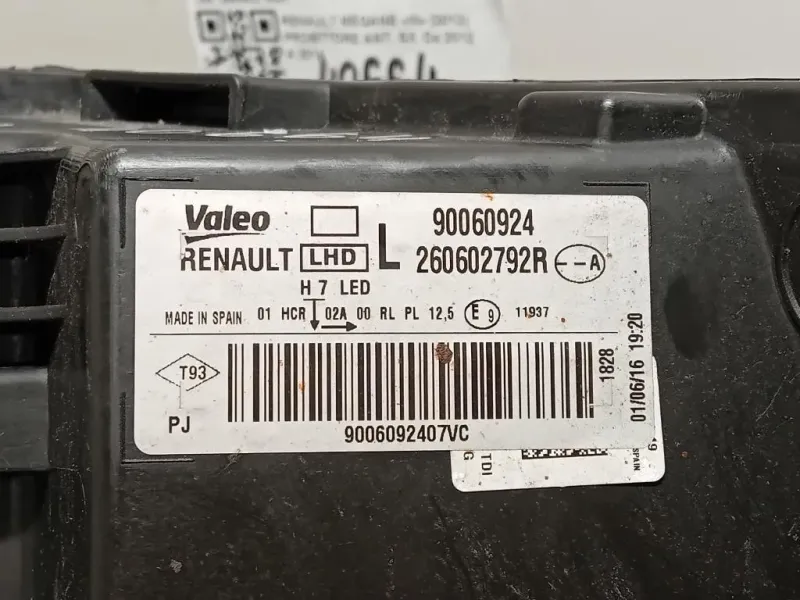 Proiettore ANT SX 260602792R Renault Mégane III 2012