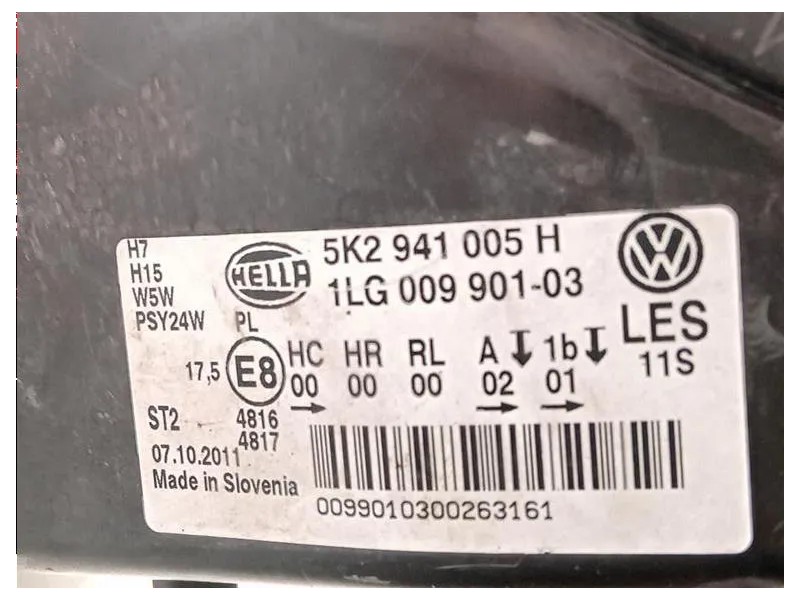 Proiettore ANT SX 5K2 941 005 H Volkswagen GOLF VI 2009