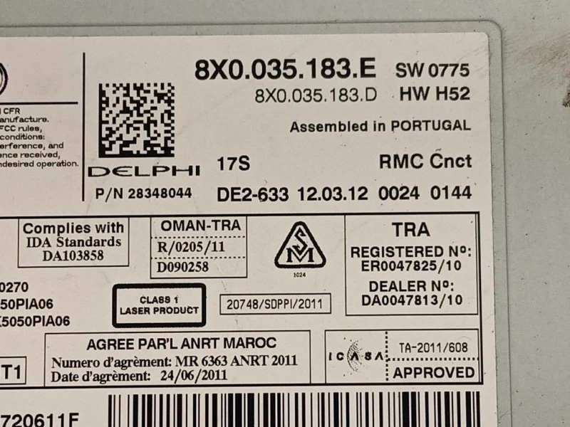 Unità Autoradio 8X0035183 E 8X0035183E NAV GPS Audi A1 8XA Sportback 2012