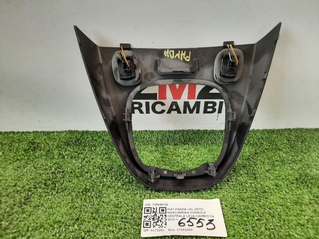 Mascherina Console Centrale LEVA Cambio 735545139 TUNNEL Fiat Panda III 2012