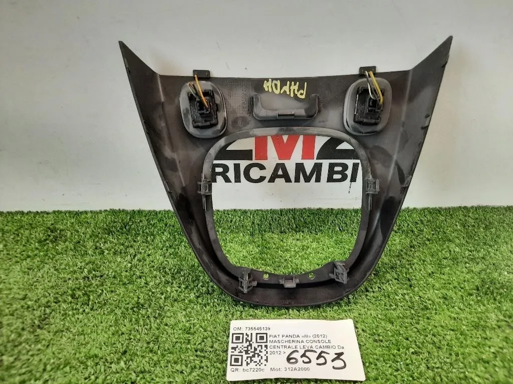 Mascherina Console Centrale LEVA Cambio 735545139 TUNNEL Fiat Panda III 2012