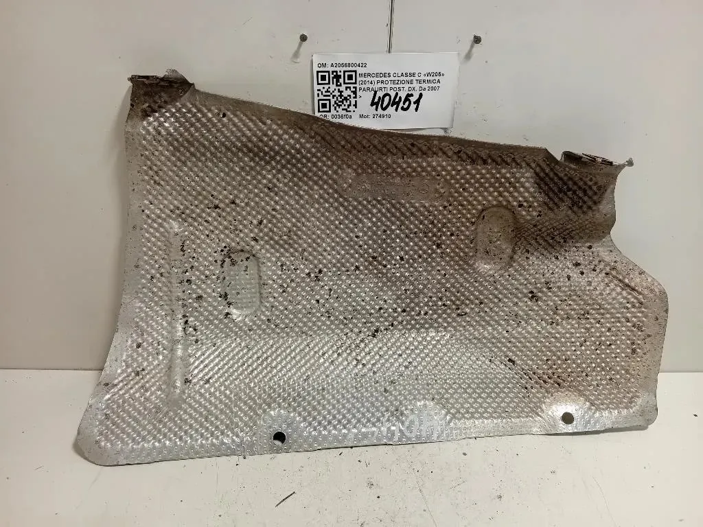 Protezione Termica Paraurti POST DX A2056800422 Mercedes Classe C W205 2014