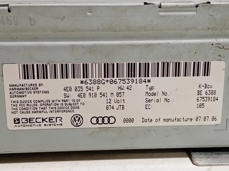 Unità Autoradio 4E0 035 514 P Audi Q7 4LB 2006