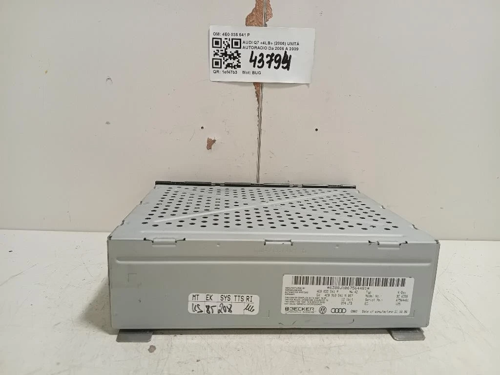 Unità Autoradio 4E0 035 541 P Audi Q7 4LB 2006
