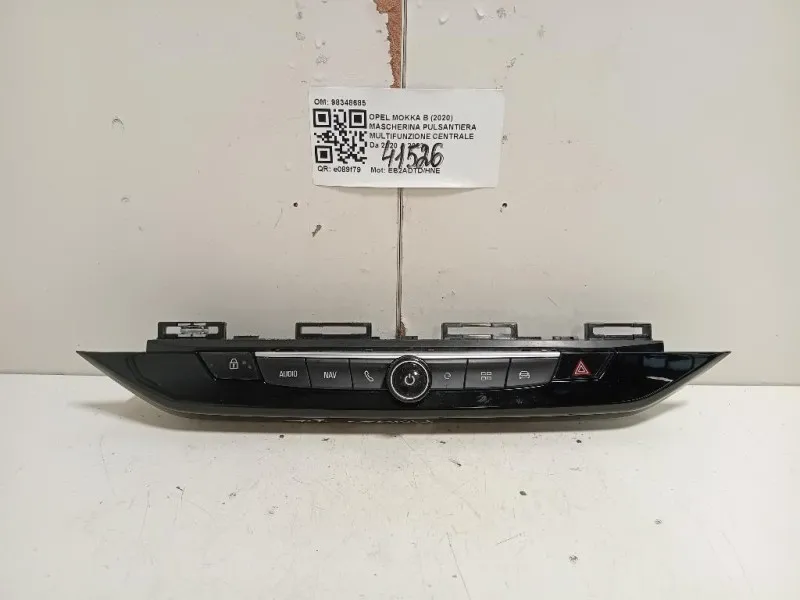 Mascherina Pulsantiera Multifunzione Centrale 98348685 Opel Mokka B 2020