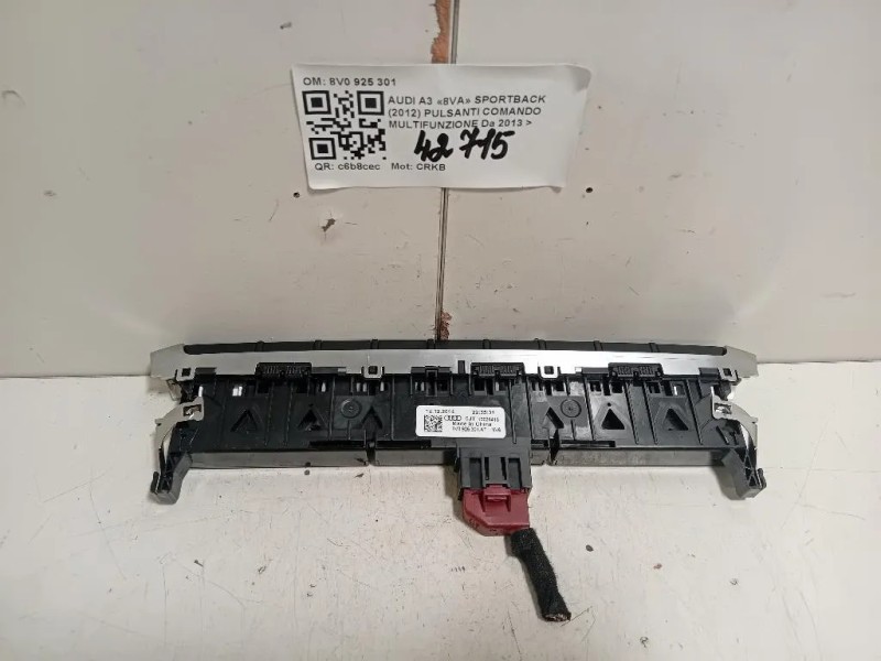 Pulsanti Comando Multifunzione 8V0 925 301 Audi A3 8VA Sportback 2012