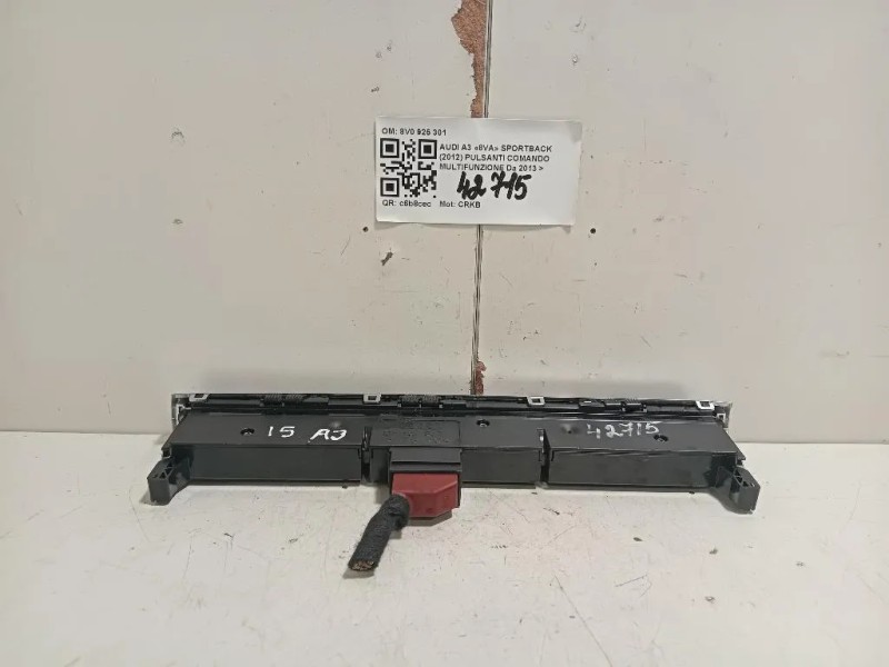 Pulsanti Comando Multifunzione 8V0 925 301 Audi A3 8VA Sportback 2012