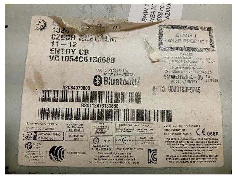 Unità Autoradio A2C31366800 Bmw Serie 1 F20 Berlina 2012