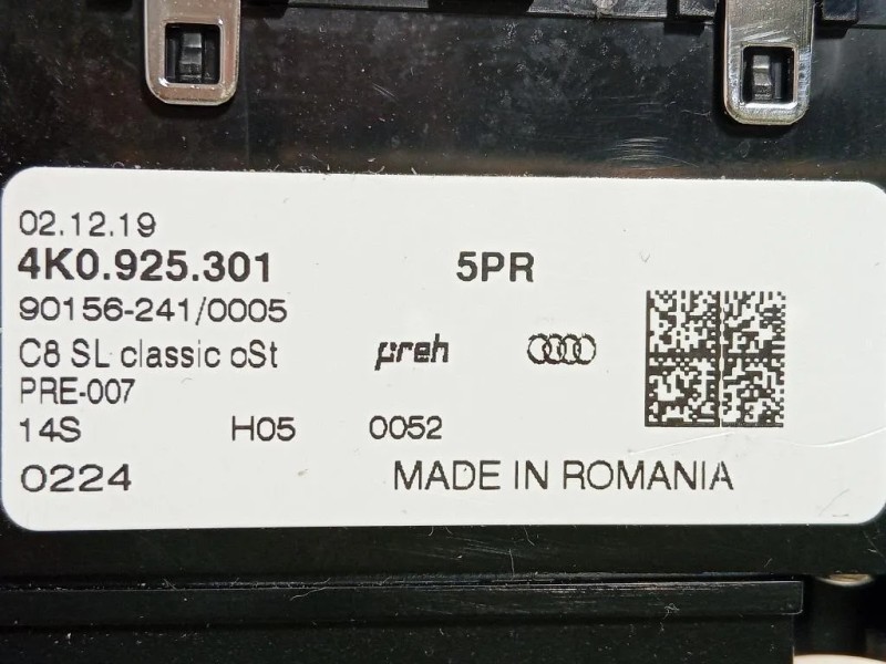 Pulsantiera Multifunzione Centrale 4K0 925 301 Audi A6 4GD Avant 2016