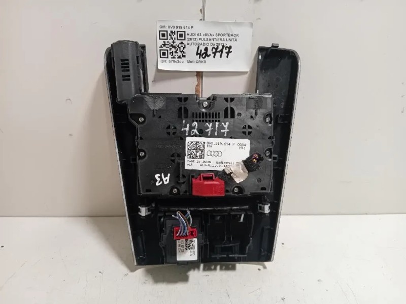 Pulsantiera Unità Autoradio 8V0919614P Audi A3 8VA Sportback 2012