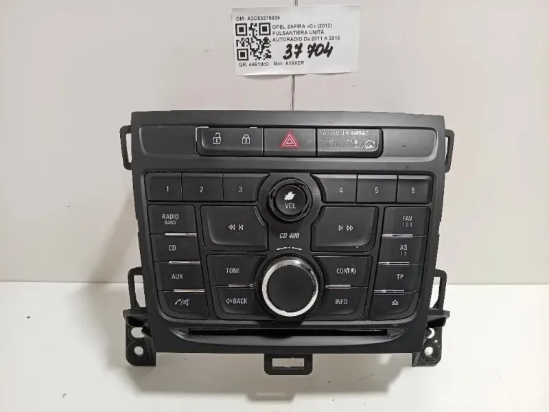 Pulsantiera Unità Autoradio A2C53375838 Opel Zafira C 2012