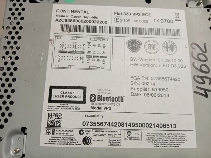 Unità Autoradio 07355674420 Fiat 500L 2013