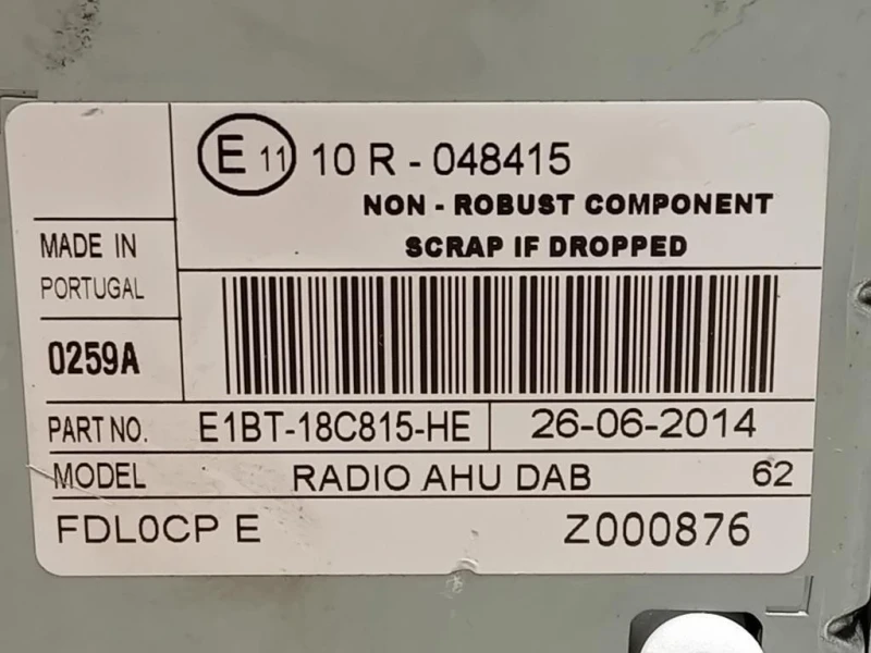 Unità Autoradio E1TB-18C815-HE 10 R-048415 Ford C-max III 2011