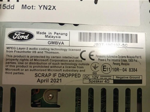 Unità Autoradio JB3T-19C107-CC Ford Ranger IV 2019