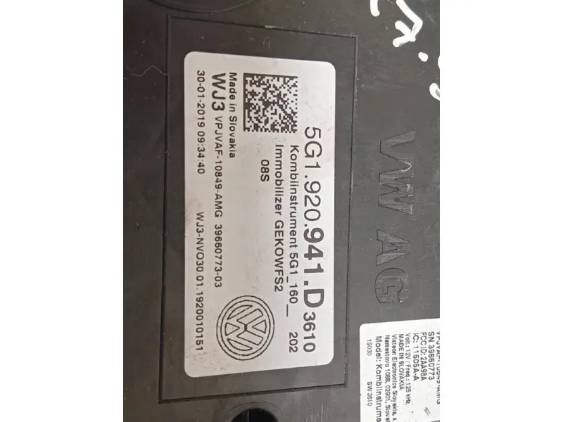 Quadro Strumenti 5G1 920 941 D Volkswagen GOLF VII 2017