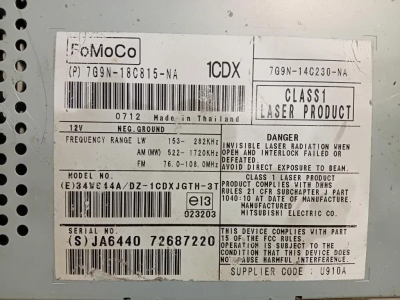 Unità Autoradio 7G9N-18C815-NA Land Rover Freelander II 2011