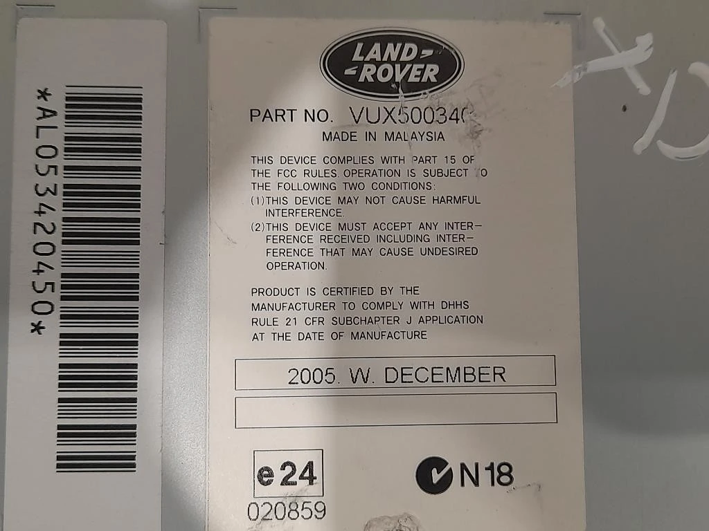Unità Autoradio VUX50034 Land Rover Range Rover Sport I 2005