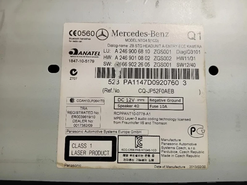 Unità Autoradio A2469006810 Mercedes Classe B W246 2012