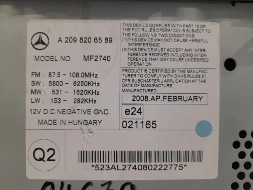 Unità Autoradio A2098206589 Mercedes Classe CLK C209 2003