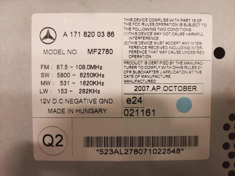 Unità Autoradio A1719000600 Mercedes Classe SLK R171 2004