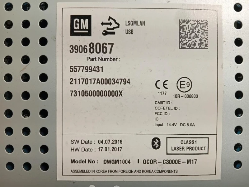 Unità Autoradio 39068067 Opel Corsa E 2014