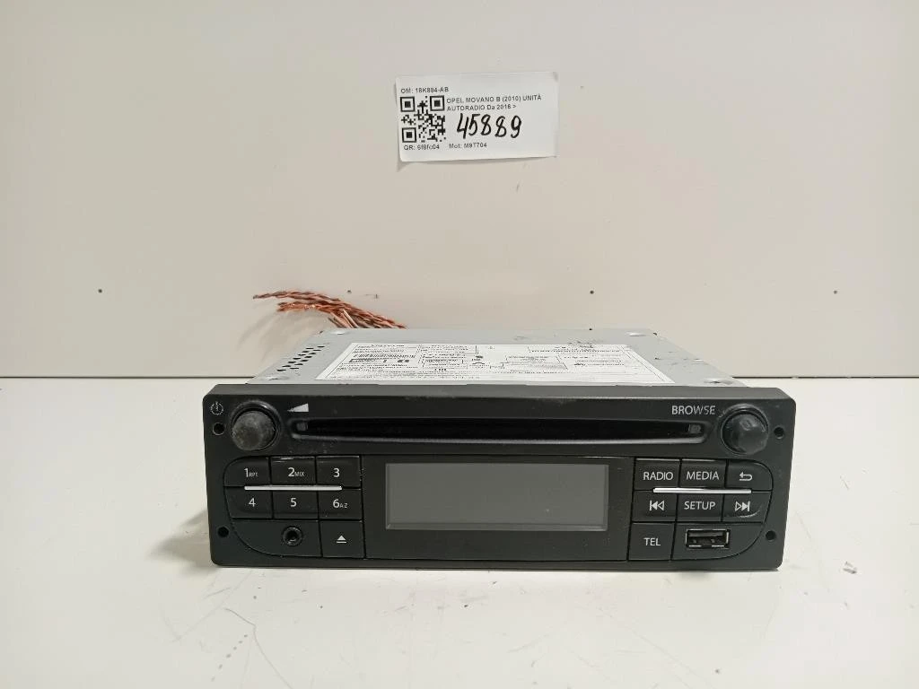 Unità Autoradio 18K884-AB Opel Movano B 2010