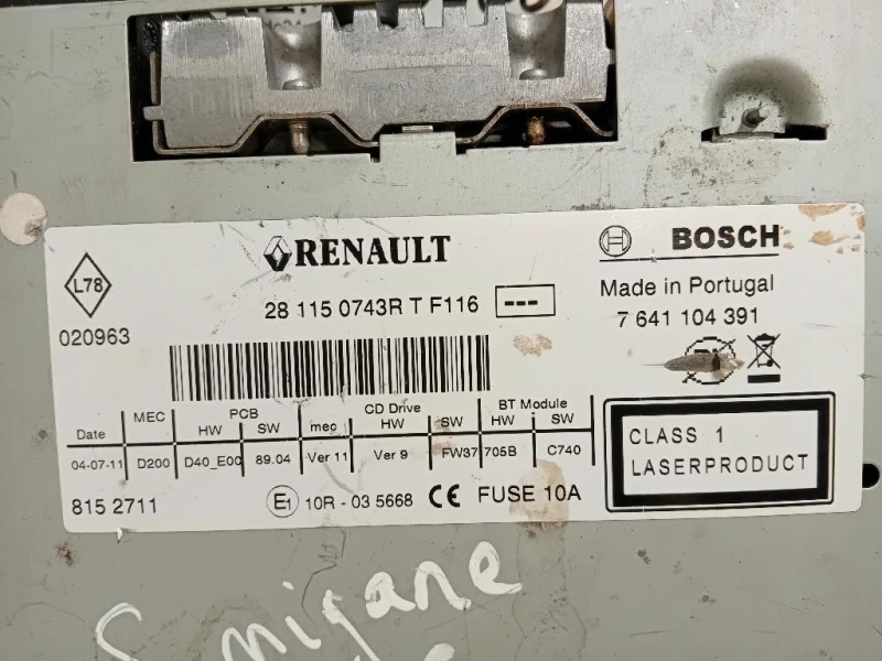 Unità Autoradio 28 115 0743R T F116 Renault Mégane III 2009